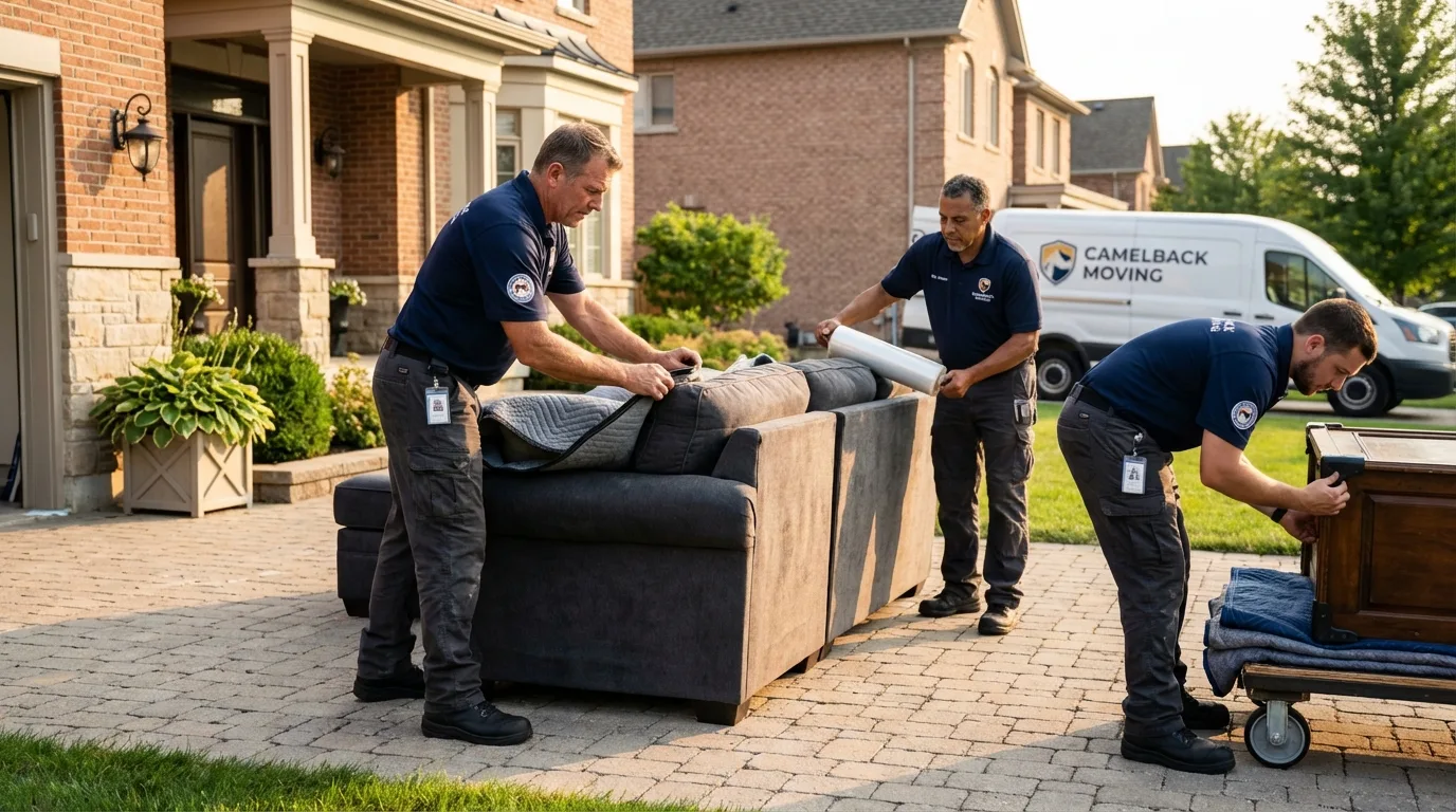 Large estate moving crew wrapping furniture in Germantown, TN